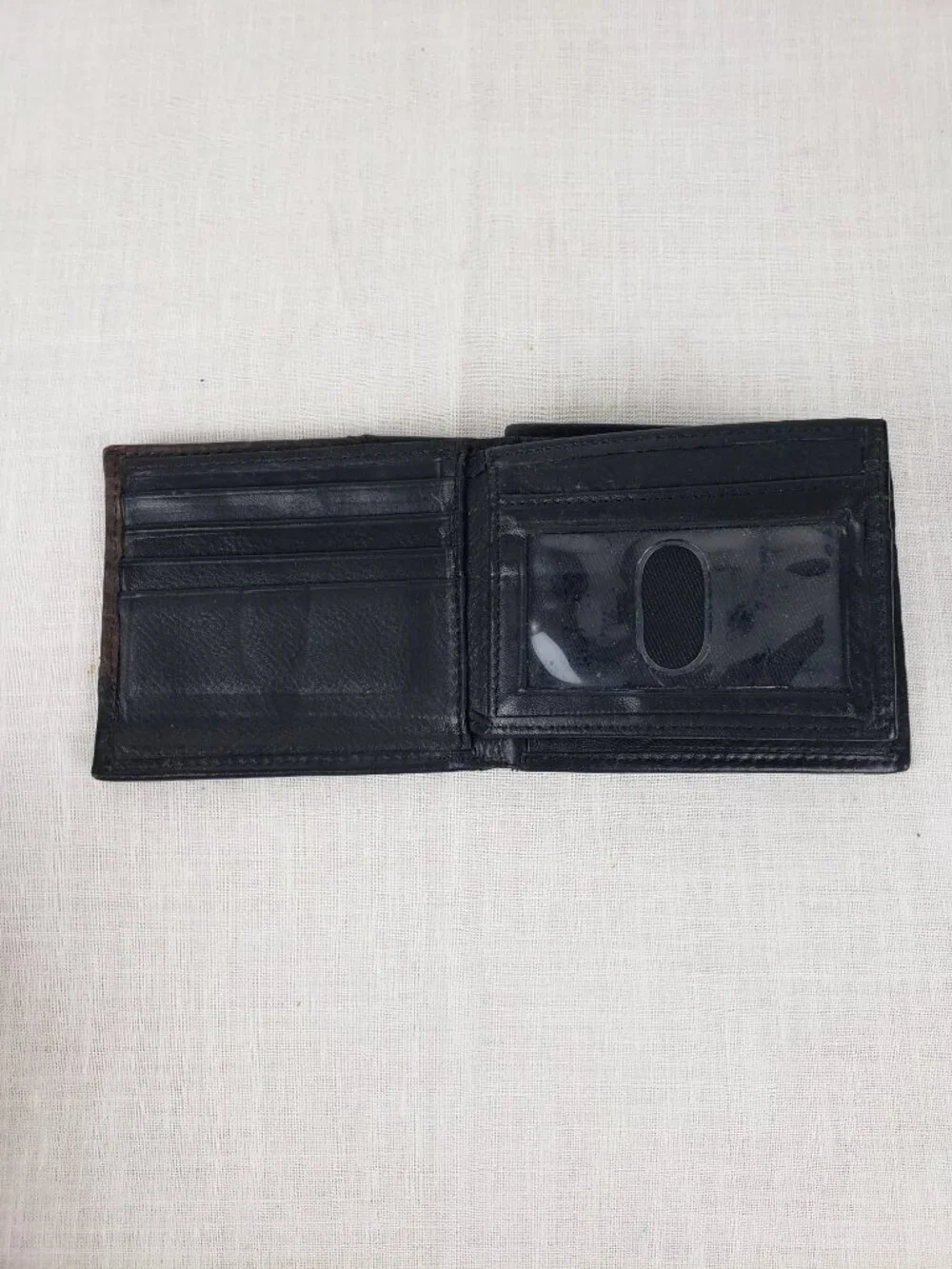 Remington Genuine Leather 12 Gauge Bifold Wallet Black Brown 3.5x4.5